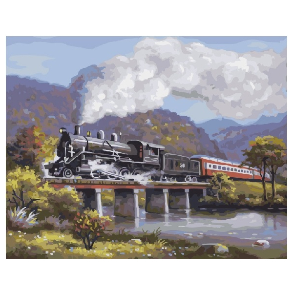 Картина по номерам Кораблі, автомобілі та літаки - Експрес на мосту