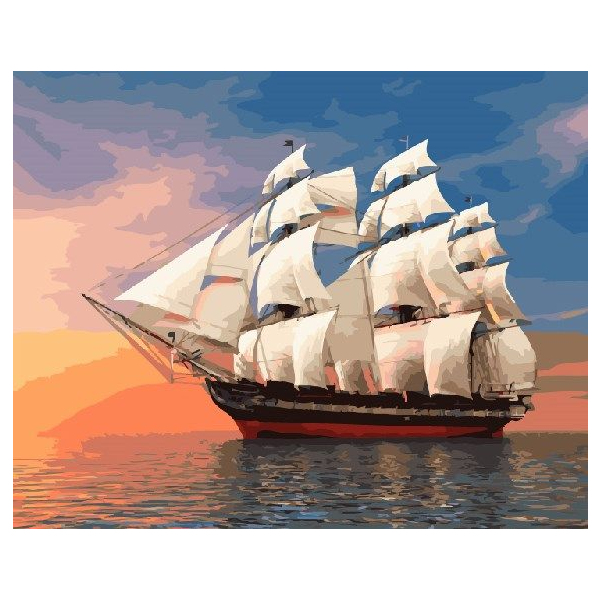 Картина по номерам Кораблі, автомобілі та літаки - Бригантина на заході