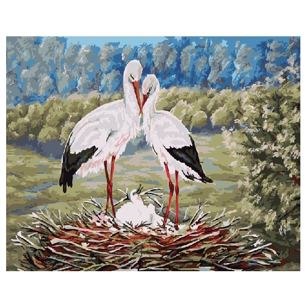 Картина по номерам Тварини, птахи та риби - Пара аистов