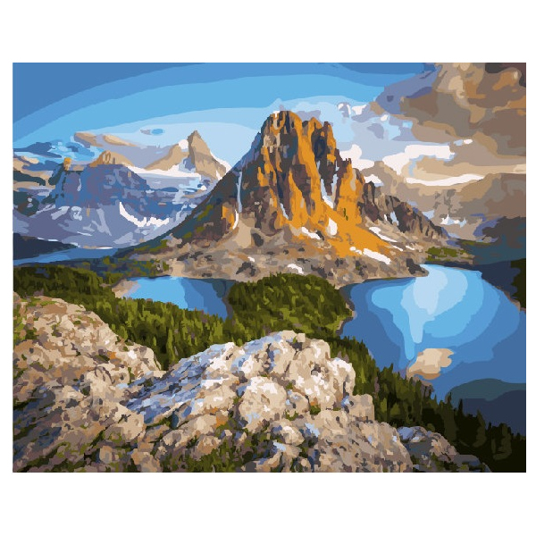 Картина по номерам Пейзажі - Озера біля скель гори