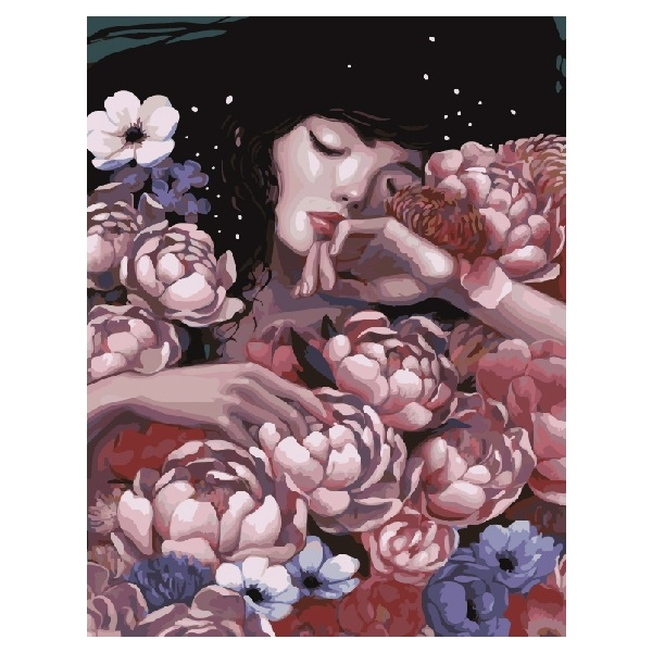 Картина по номерам Люди на картинах - Она в цветах