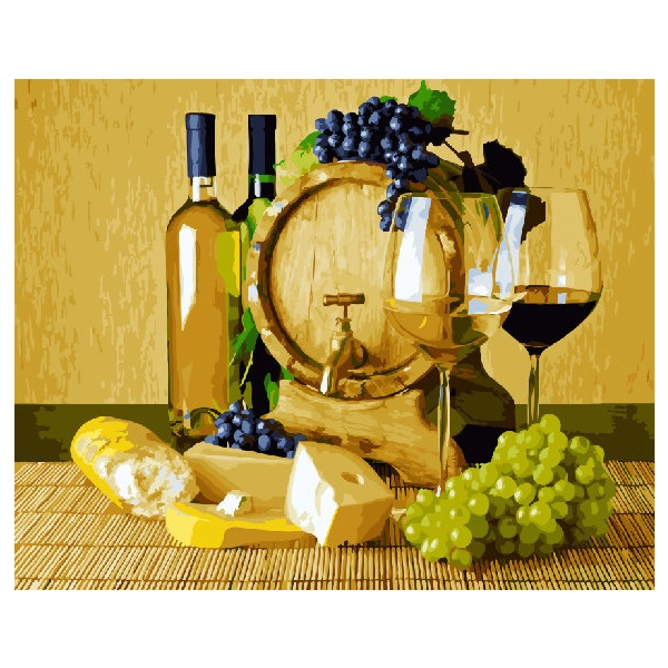 Картина по номерам Натюрморти - Сир і вино