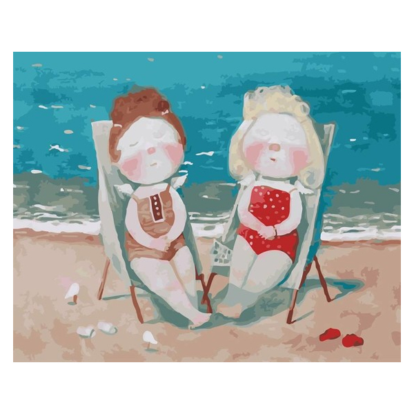 Картина по номерам Діти та ангели - Дітки на пляжі