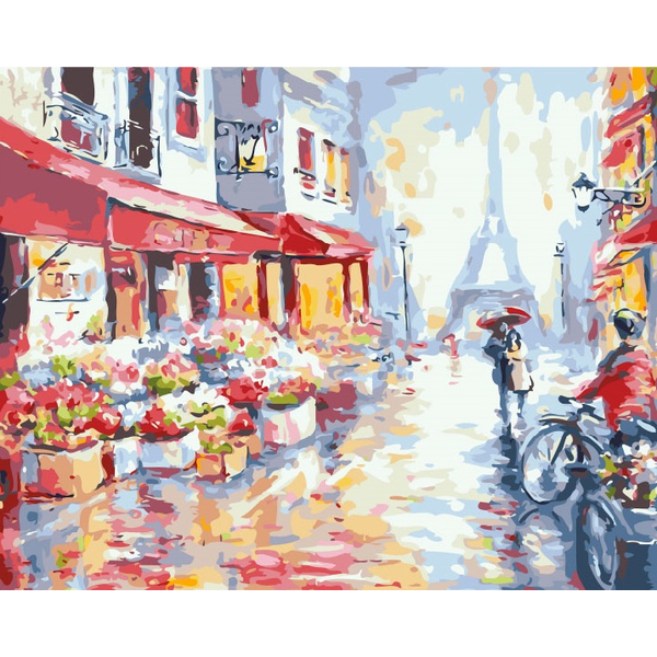 Картина по номерам Преміум картини - Квітуча вулиця Парижу