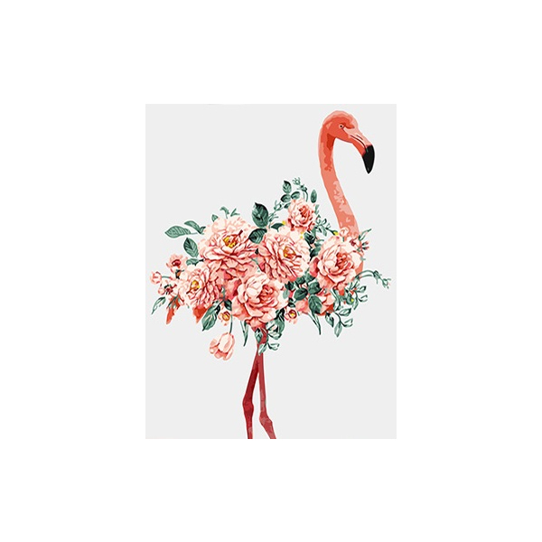 Картина по номерам Преміум картини - Фламинго в цветах