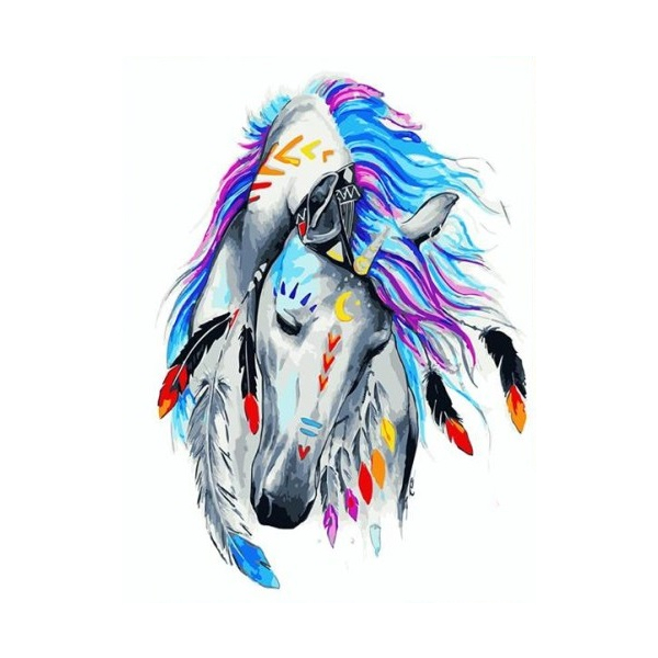 Картина по номерам Преміум картини - Лошадь индиго