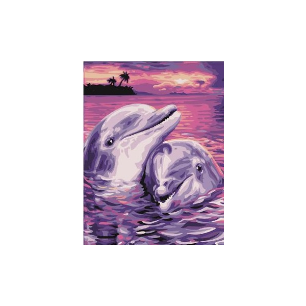 Картина по номерам Преміум картини - Дельфинья пара