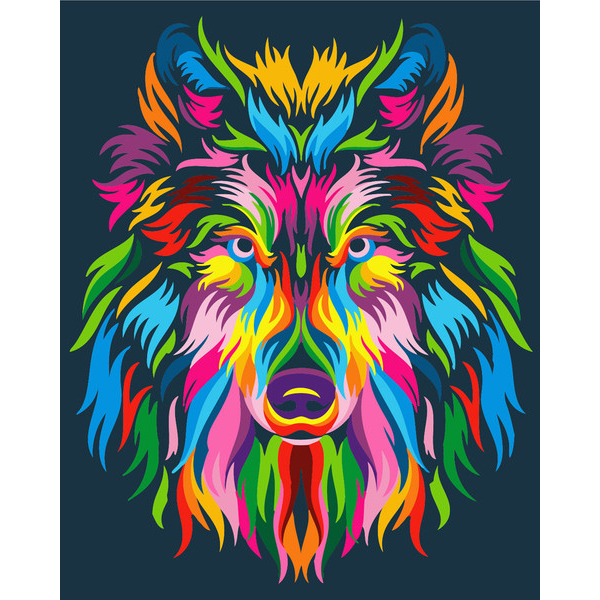 Картина по номерам Поп Арт - Райдужний вовк