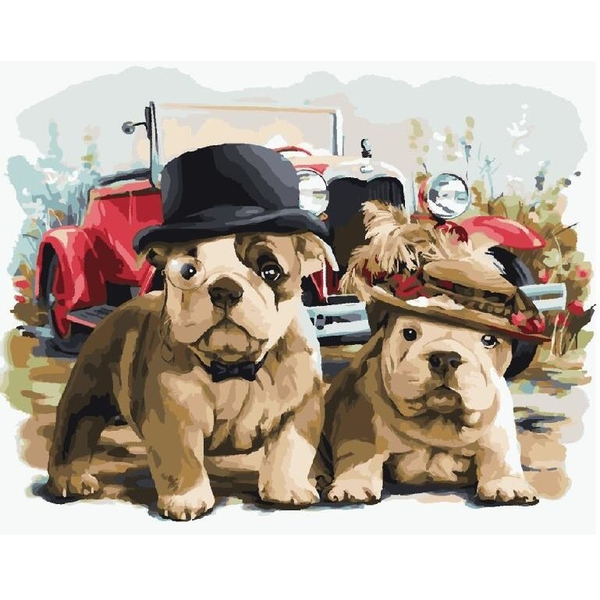 Картина по номерам Тварини, птахи та риби - Пан та пані собаки