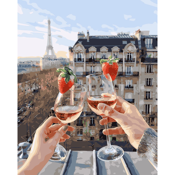 Картина по номерам Преміум картини - Бокали Парижу
