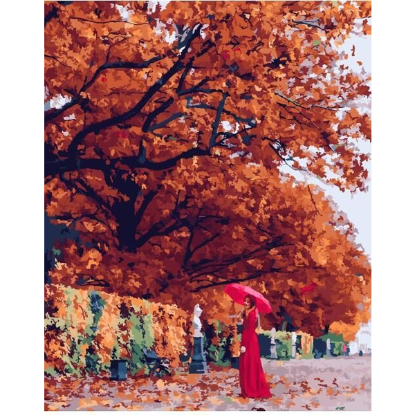 Картина по номерам Преміум картини - Мадам в осінньому парку