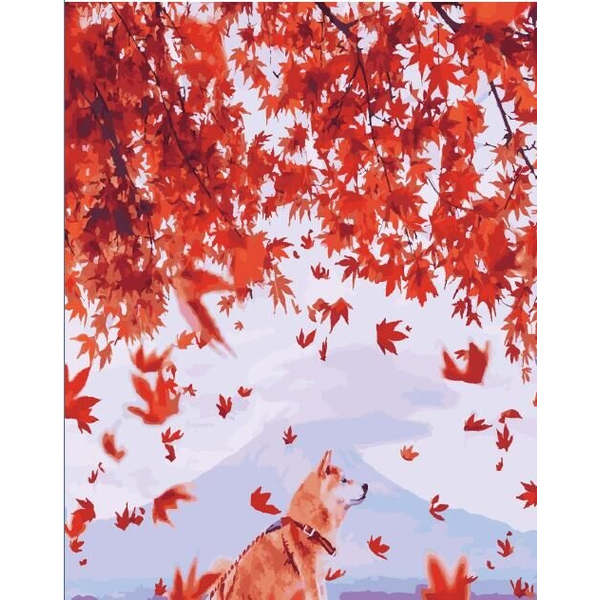 Картина по номерам Преміум картини - Хатико у горы Фуджи