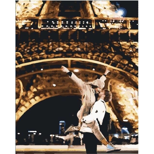 Картина по номерам Преміум картини - Любовь в ночном париже