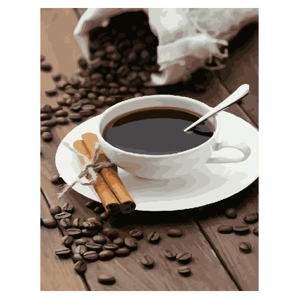 Картина по номерам Преміум картини - Кофе и палочки корицы