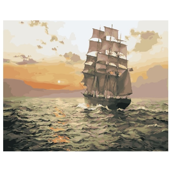 Картина по номерам Преміум картини - Бригантина на рассвете