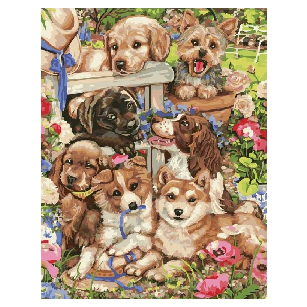 Картина по номерам Преміум картини - Озорные щенки