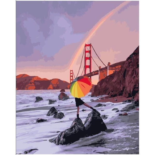 Картина по номерам Преміум картини - Радуга над мостом Сан-франциско
