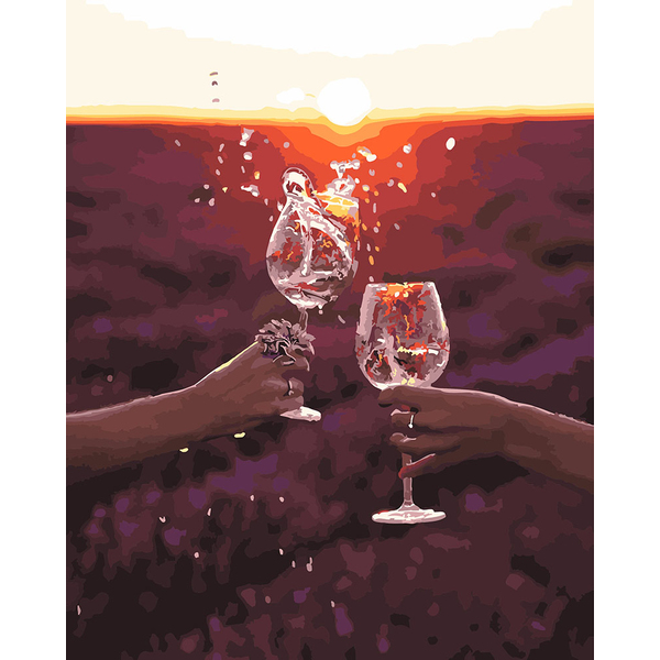 Картина по номерам Преміум картини - Игристое на фоне поля Валенсоль