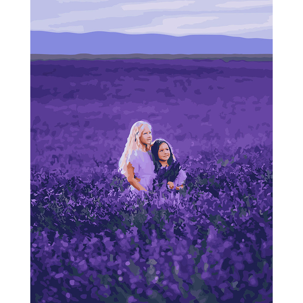 Картина по номерам Преміум картини - Дети в лавандовом поле