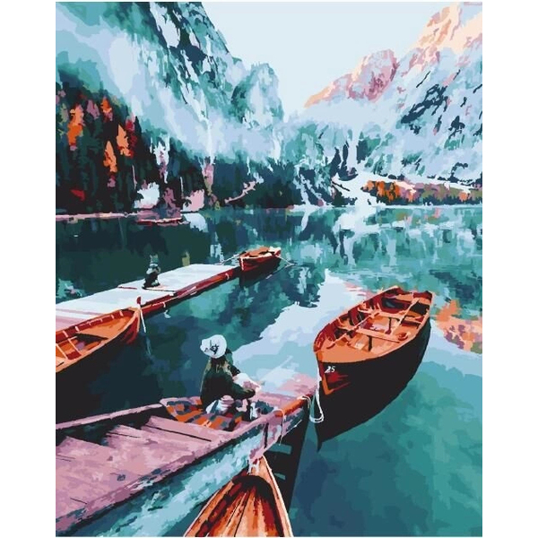 Картина по номерам Преміум картини - Лодки озера Лаго ди Брайес