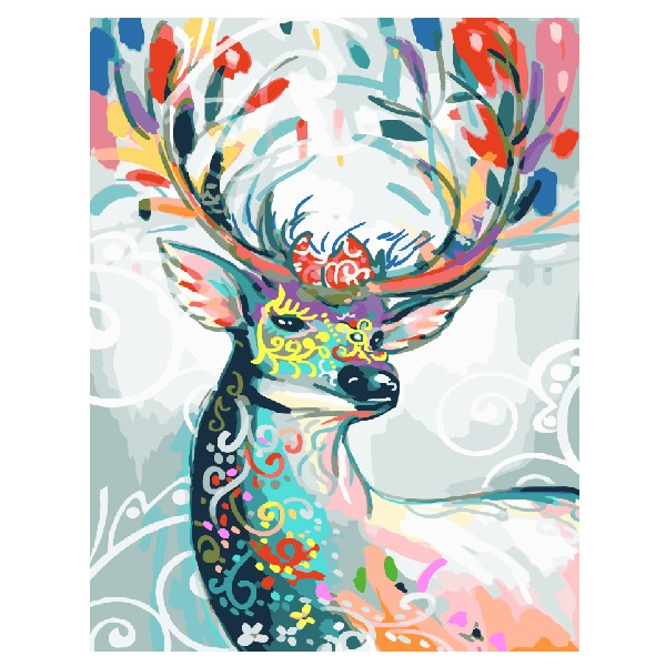 Картина по номерам Тварини, птахи та риби - Олень в цветах акварели