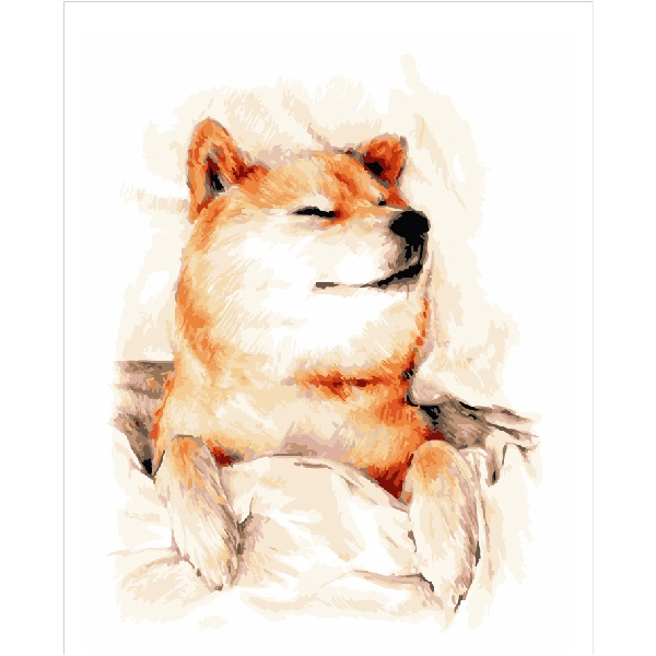 Картина по номерам Тварини, птахи та риби - Сонный Акита-ину