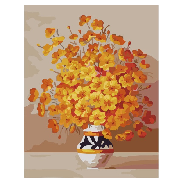 Картина по номерам Квіти - Жовті квіти в вазі