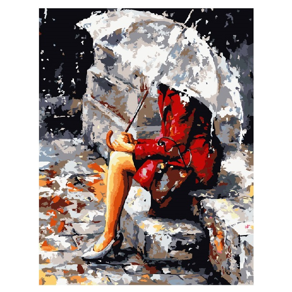 Картина по номерам Люди на картинах - Одиночество в красном