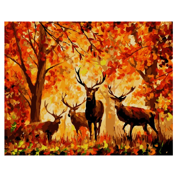 Картина по номерам Тварини, птахи та риби - Стая Оленей