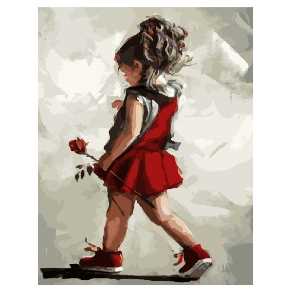 Картина по номерам Діти та ангели - Дівчинка з трояндою