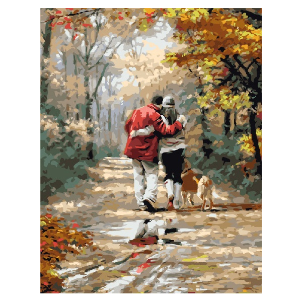 Картина по номерам Люди на картинах - Семья с собакой