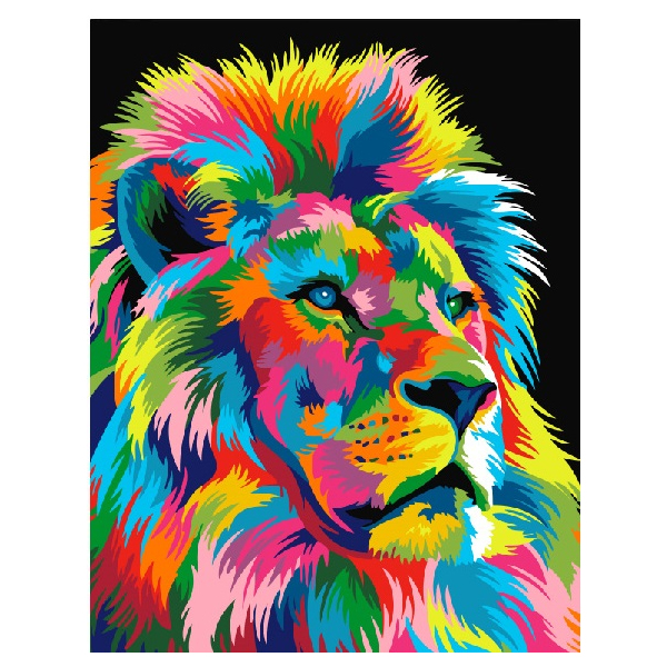 Картина по номерам Поп Арт - Веселковий король звірів