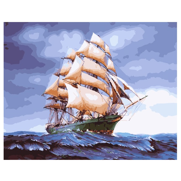 Картина по номерам Кораблі, автомобілі та літаки - Бригантина в буйному морі