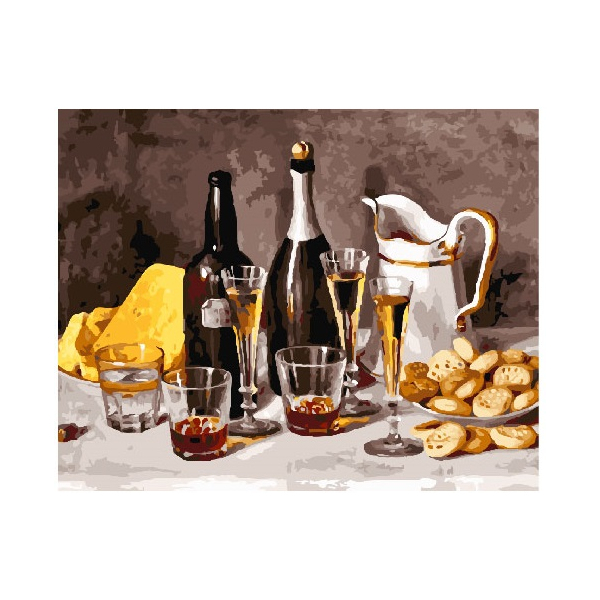 Картина по номерам Натюрморти - Вино і фрукти