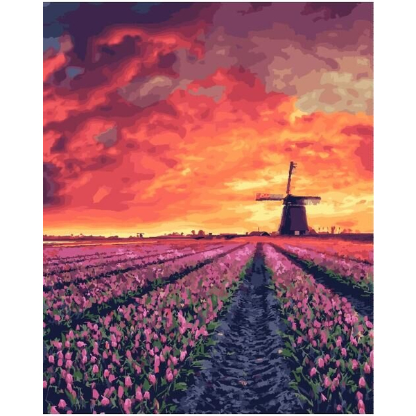 Картина по номерам Преміум картини - Закат над полем Амстердама