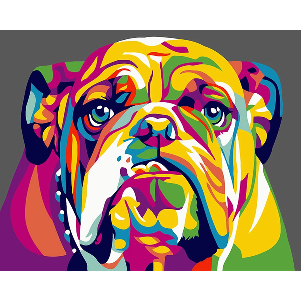 Картина по номерам Поп Арт - Райдужний бульдог