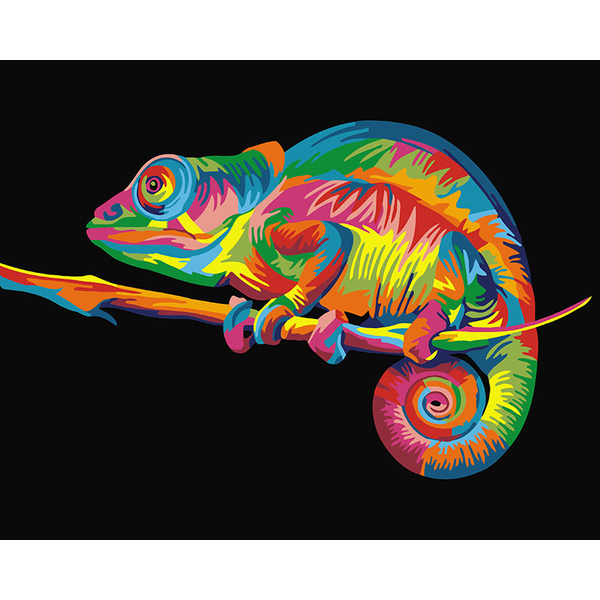 Картина по номерам Поп Арт - Веселковий хамелеон