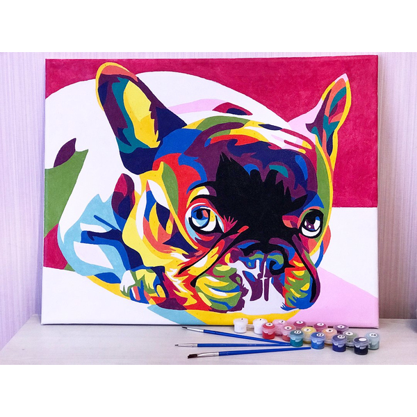 Картина по номерам Поп Арт - Райдужний французький бульдог