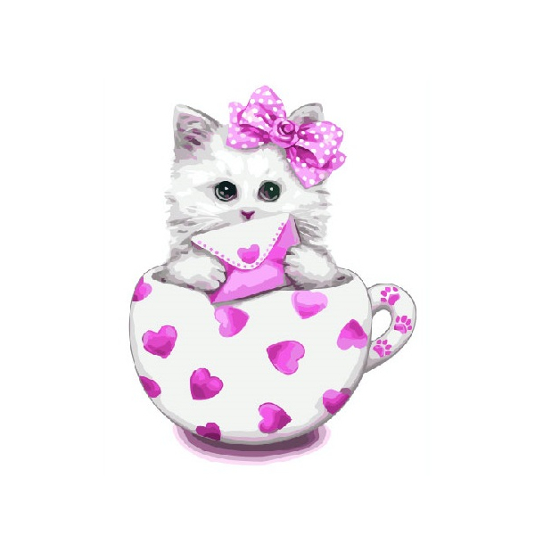 Картина по номерам Тварини, птахи та риби - Белая кошечка