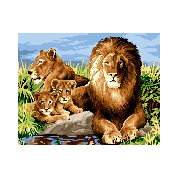 Картина по номерам Тварини, птахи та риби - Семейство львов
