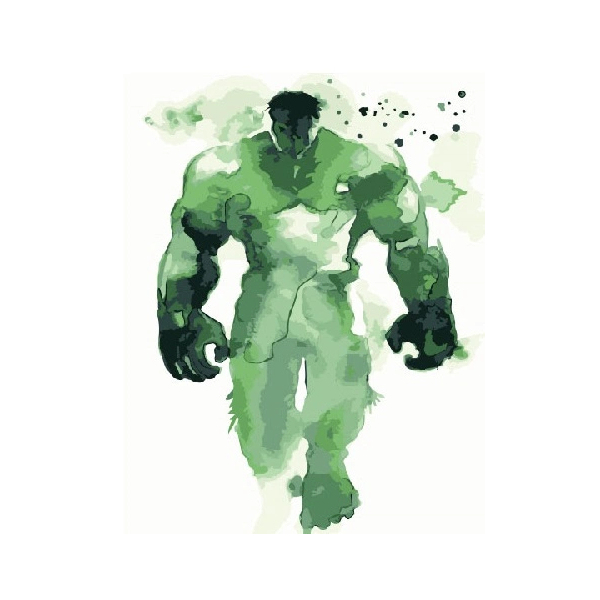 Картина по номерам Мультфільми, комікси, аніме - Халк Акварель