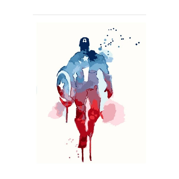 Картина по номерам Мультфільми, комікси, аніме - Капитан америка Акварель