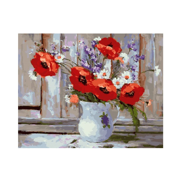 Картина по номерам Квіти - Маки у вазі