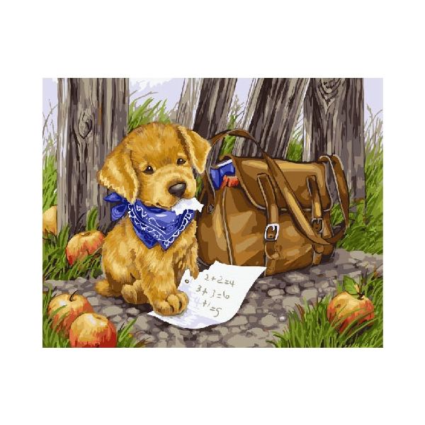 Картина по номерам Тварини, птахи та риби - Щеня листоноша