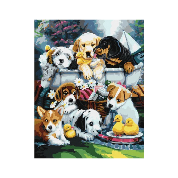 Картина по номерам Тварини, птахи та риби - Зграя цуценят