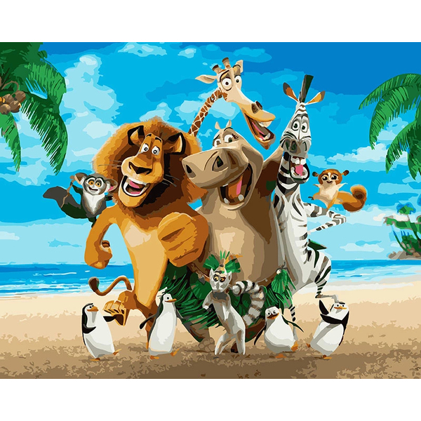 Картина по номерам Мультфільми, комікси, аніме - Мадагаскар