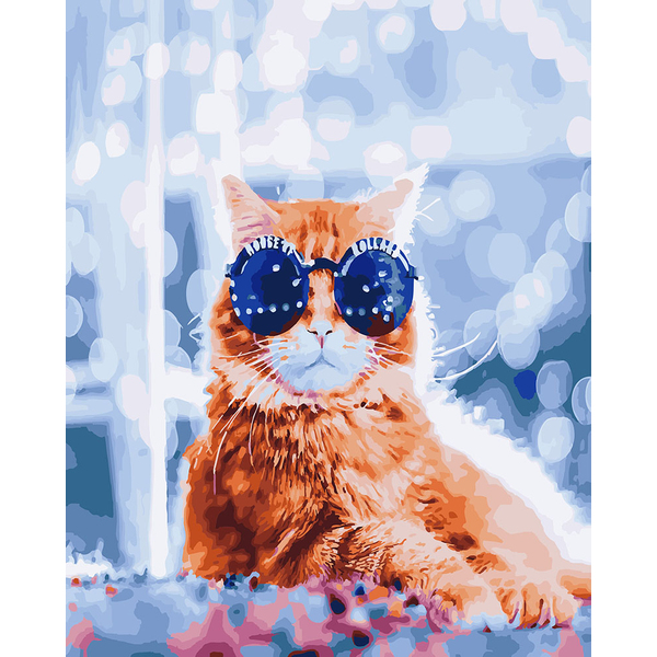 Картина по номерам Тварини, птахи та риби - Стильний кіт в боке