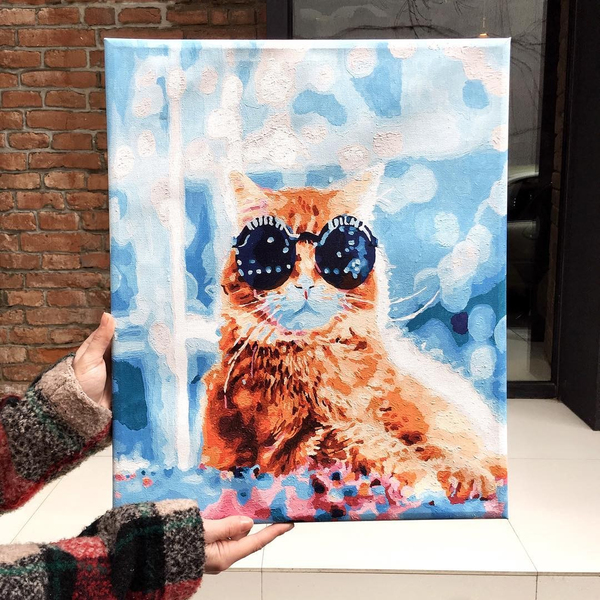 Картина по номерам Тварини, птахи та риби - Стильний кіт в боке