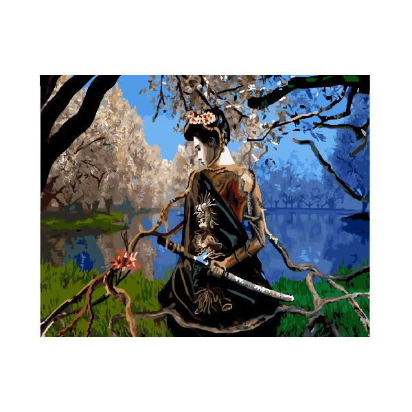 Картина по номерам Люди на картинах - Самурай под сакурой