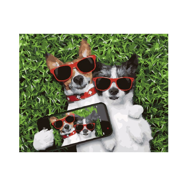 Картина по номерам Тварини, птахи та риби - Селфі пси